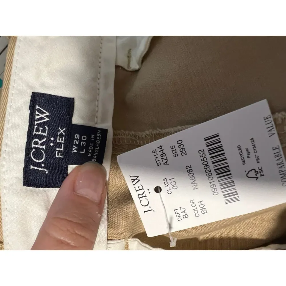 NWT J. Crew Men's Athletic Slim-Fit Chino Casual Pant British Khaki Size 29x30